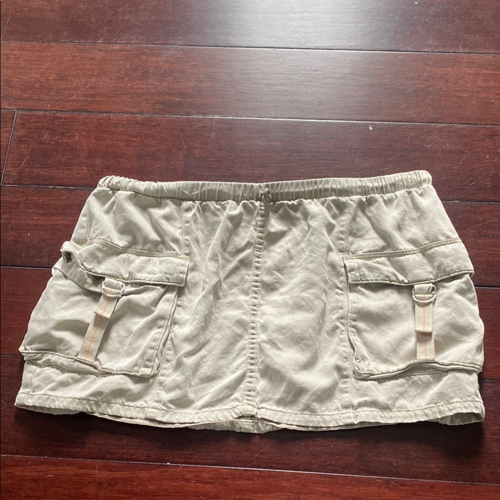 Khaki Mini Skirt with Pockets